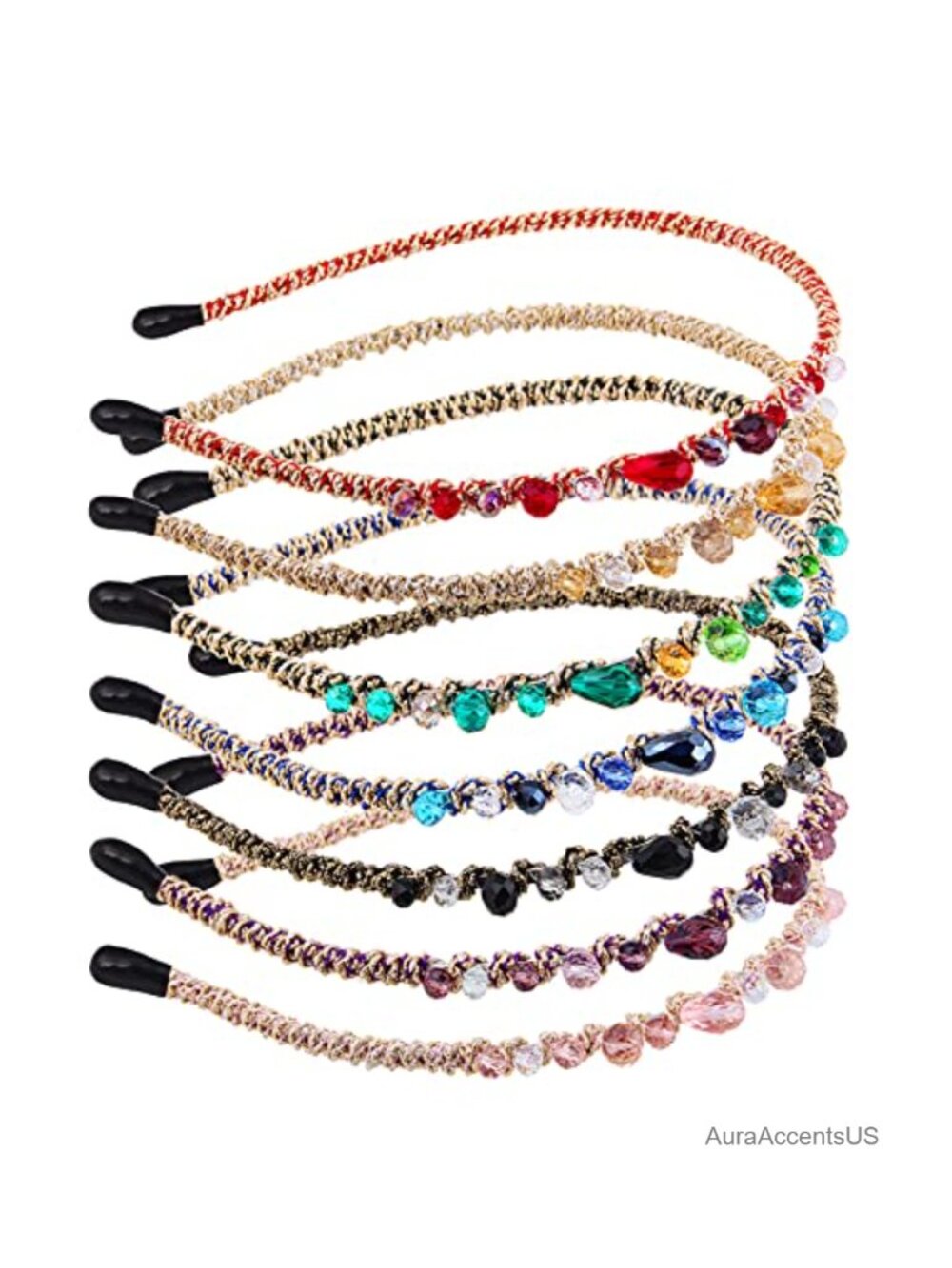 7 Pack Crystal Rhinestone Headbands Metal Hair Hoop Wedding Party